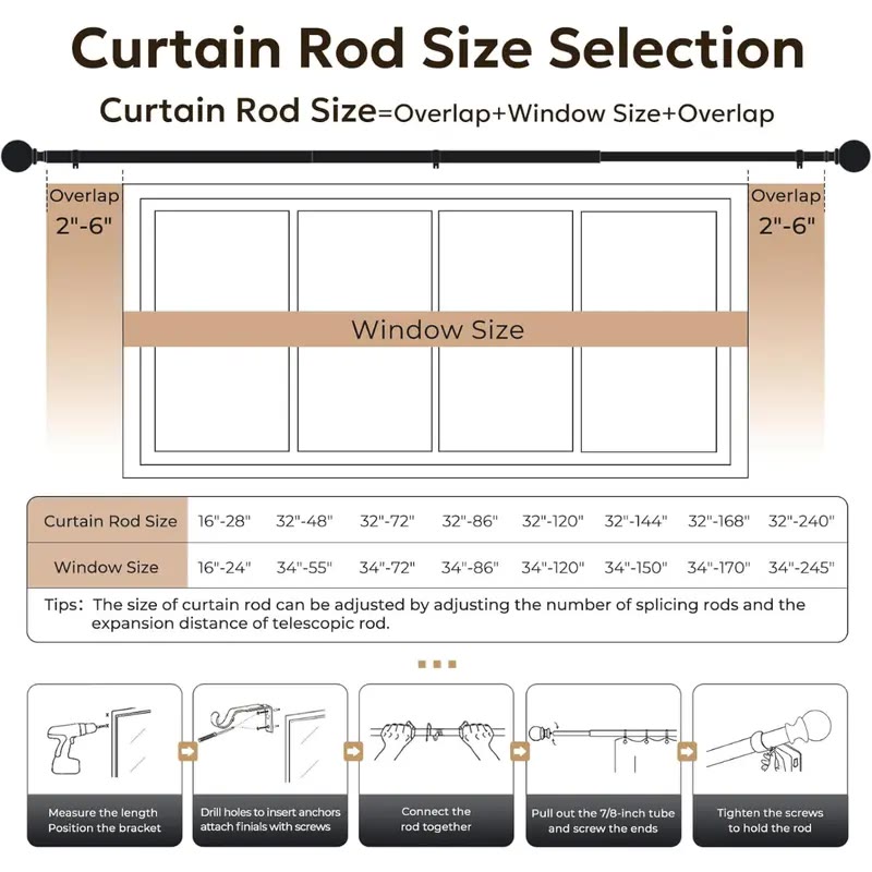 Black Metal Curtain Rod With Ball Finials - photo 3
