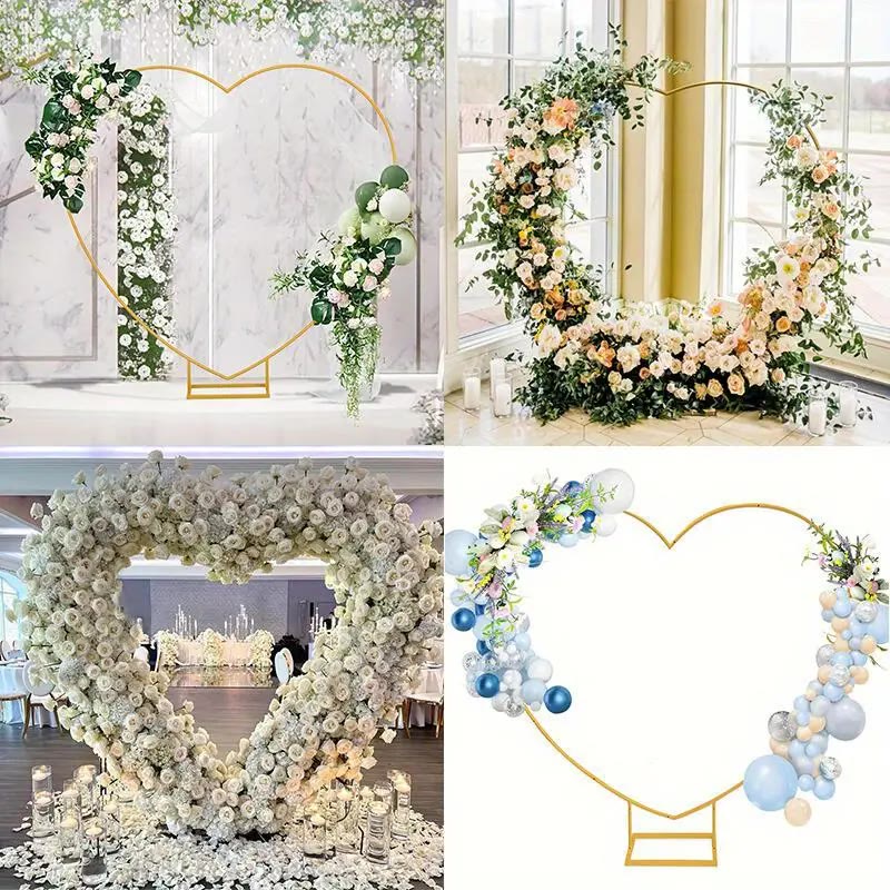 Gold Heart-Shaped Metal Backdrop Frame With Balloons - photo 2