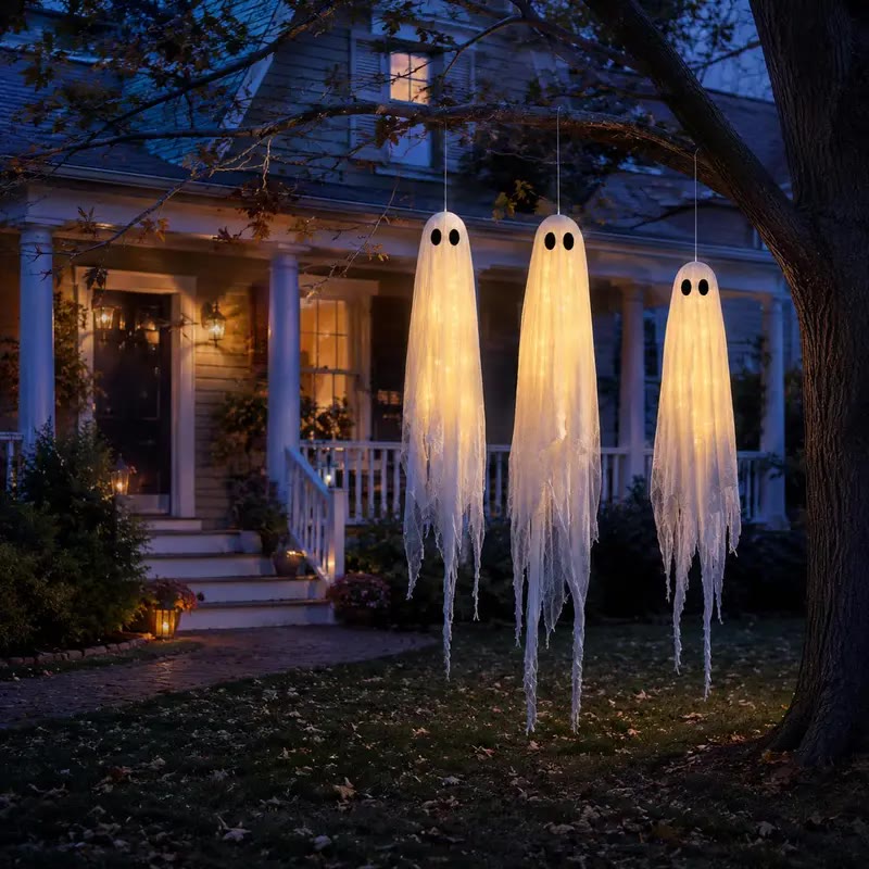 Hanging White Cloth Ghost Decorations Set - photo 2