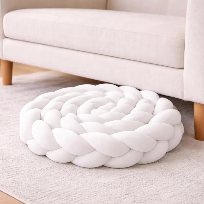 Round Pink Braided Knot Floor Cushion - photo 4