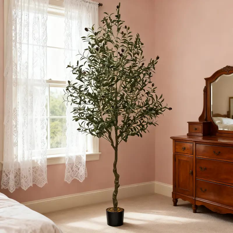 Tall Artificial Olive Tree in Black Pot - photo 3