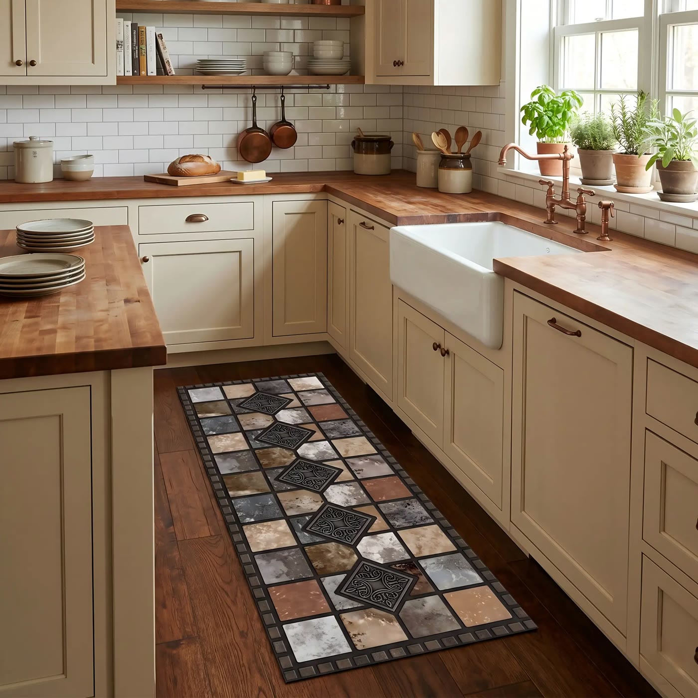 Tile Pattern Kitchen Runner Rug