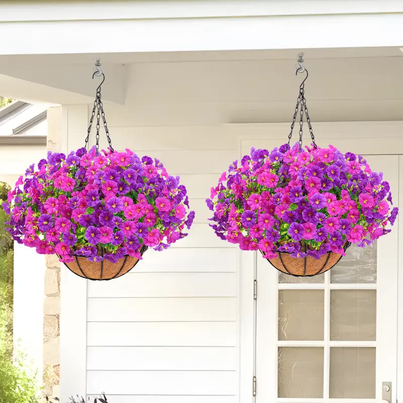 Artificial Purple and Pink Flower Hanging Basket - photo 3