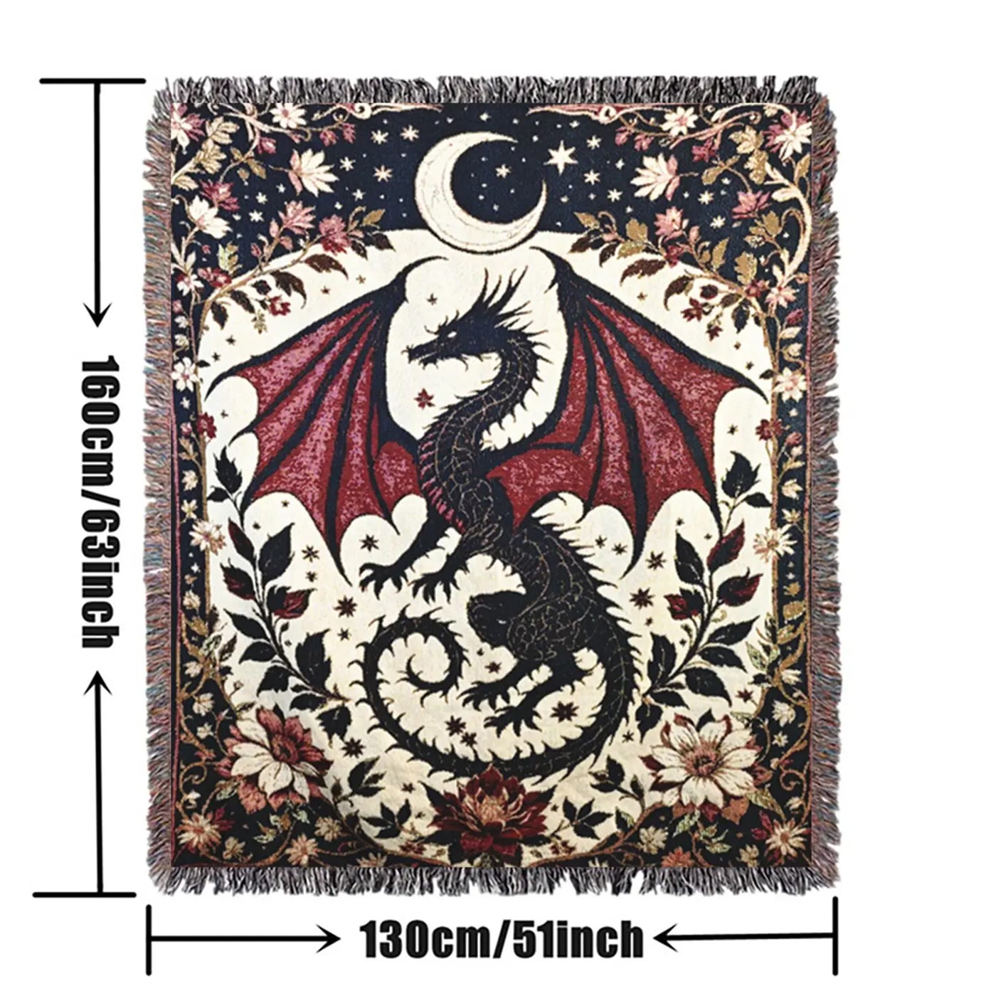 Woven Dragon Pattern Throw Blanket with Fringe - photo 2