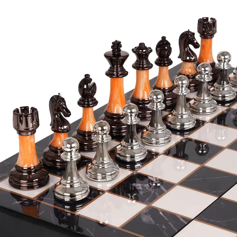 Folding Chess Set with Glossy Weighted Pieces - photo 2