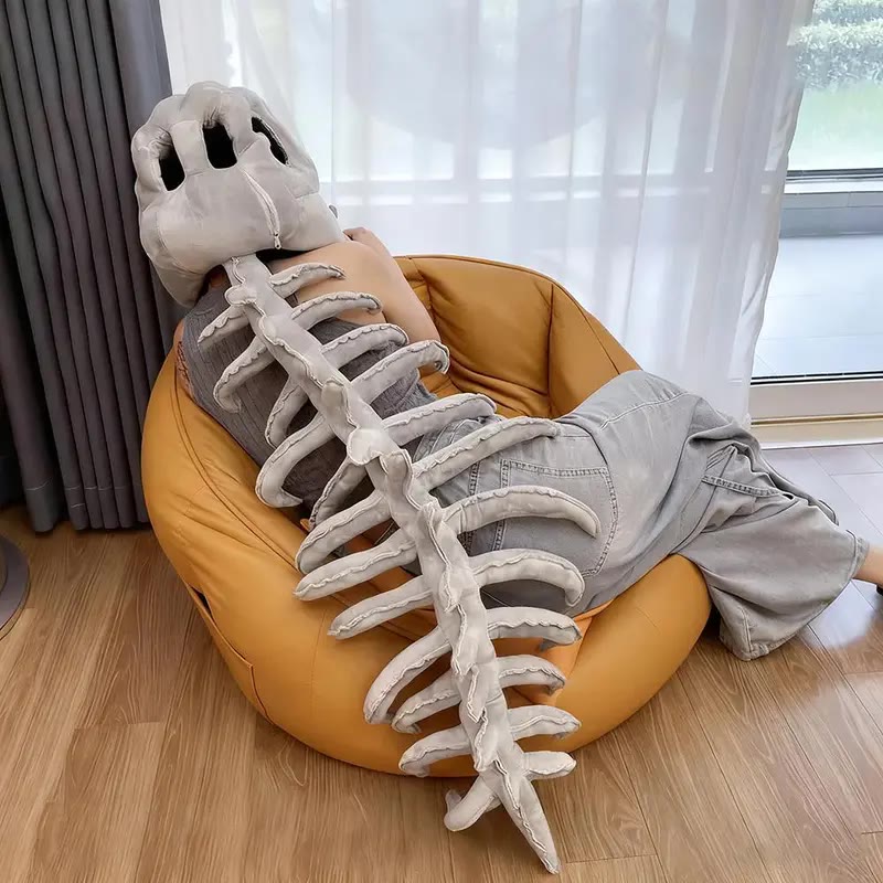 Plush Grey Dinosaur Skull Hood with Spines - photo 2