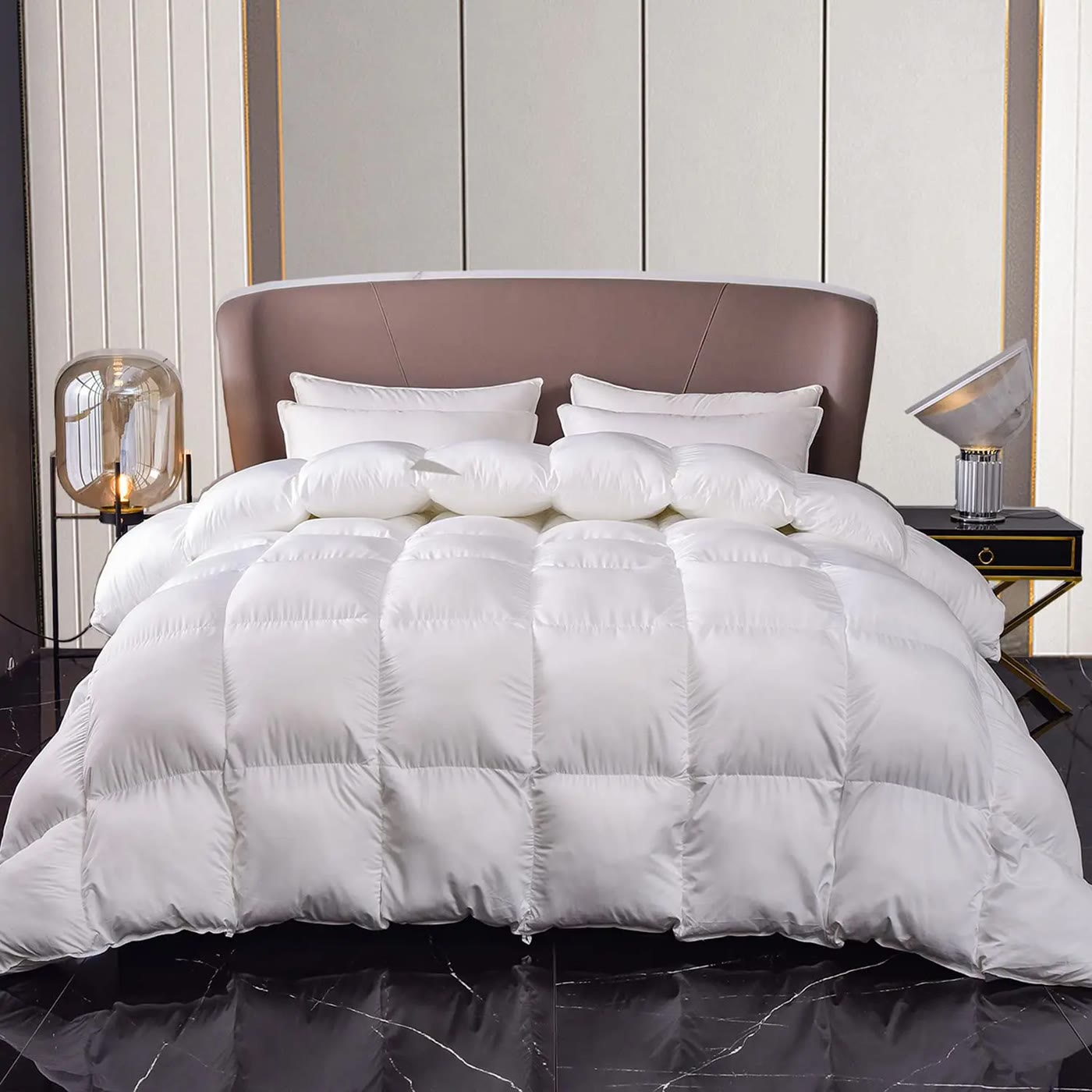 White Box-Stitched Quilted Comforter Insert