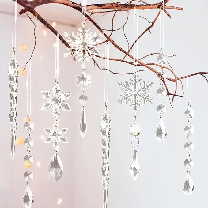 Clear Acrylic Snowflake and Icicle Hanging Ornaments - photo 2