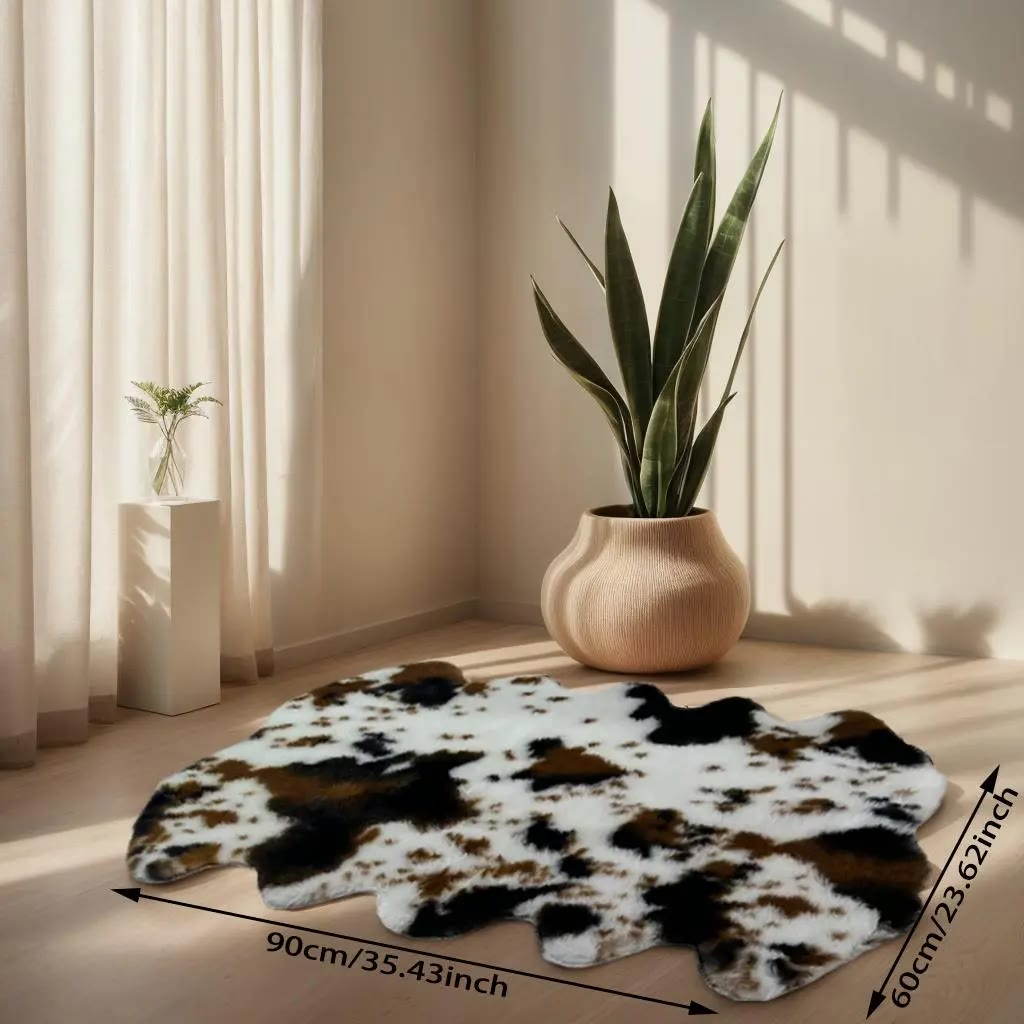 Cow Print Plush Faux Hide Floor Rug - photo 3