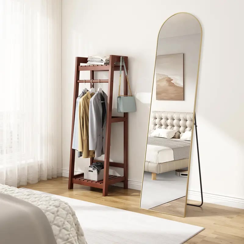 Gold Frame Arched Full Length Floor Mirror - photo 2