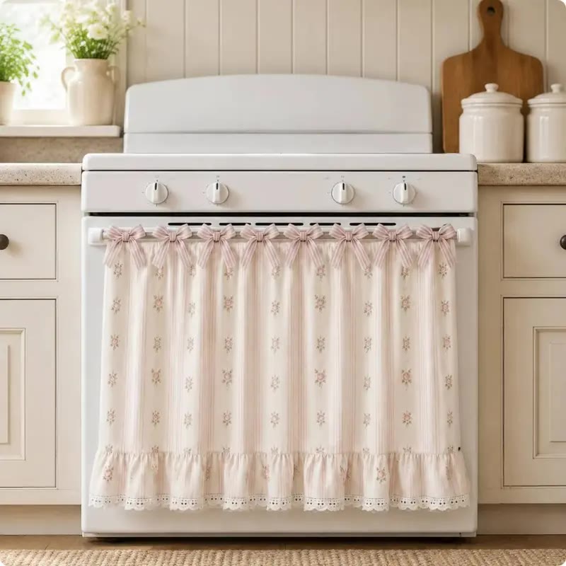 Blue Floral Cotton Oven Door Cover with Ruffle - photo 3