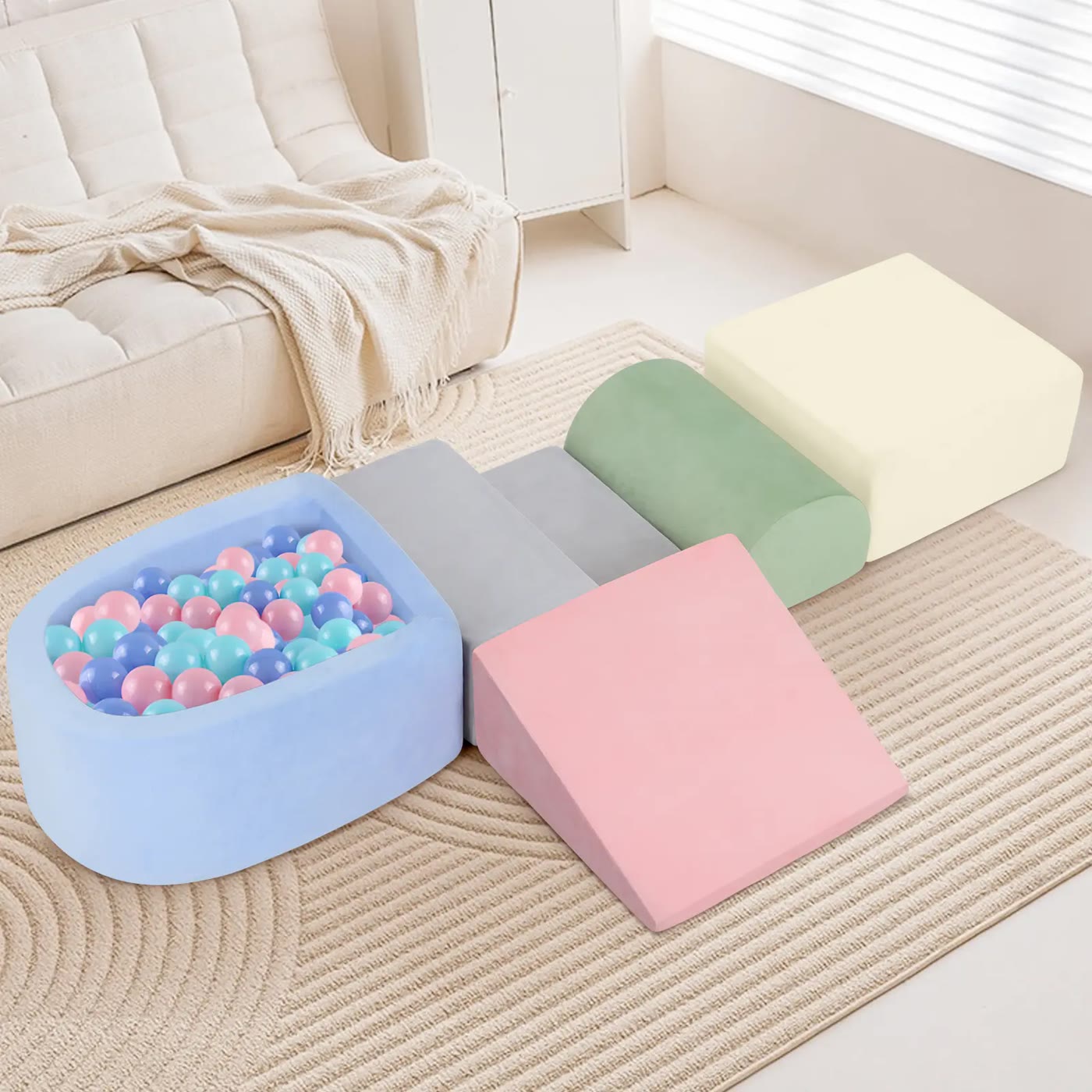 Soft Foam Climbing Blocks With Round Ball Pit