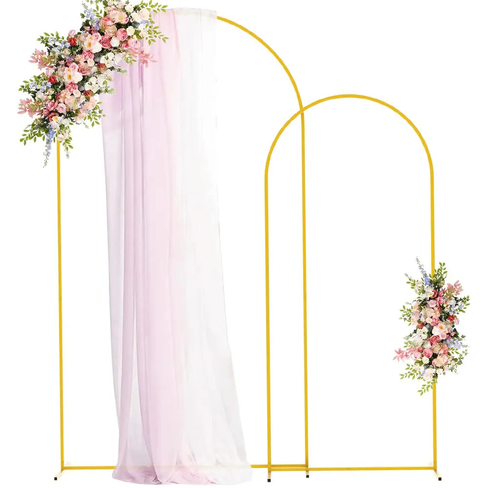 Gold Metal Arch Backdrop Stands, Set of Two