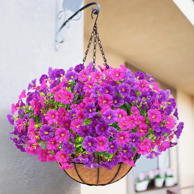 Artificial Purple and Pink Flower Hanging Basket - photo 2