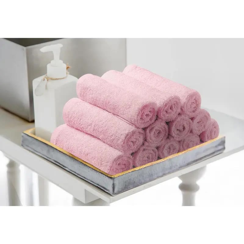 Pink Cotton Terry Hand Towels Stacked Set - photo 2