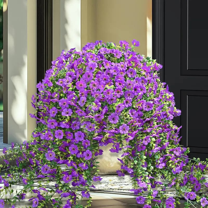 Purple Artificial Trailing Flowers with Green Foliage - photo 2