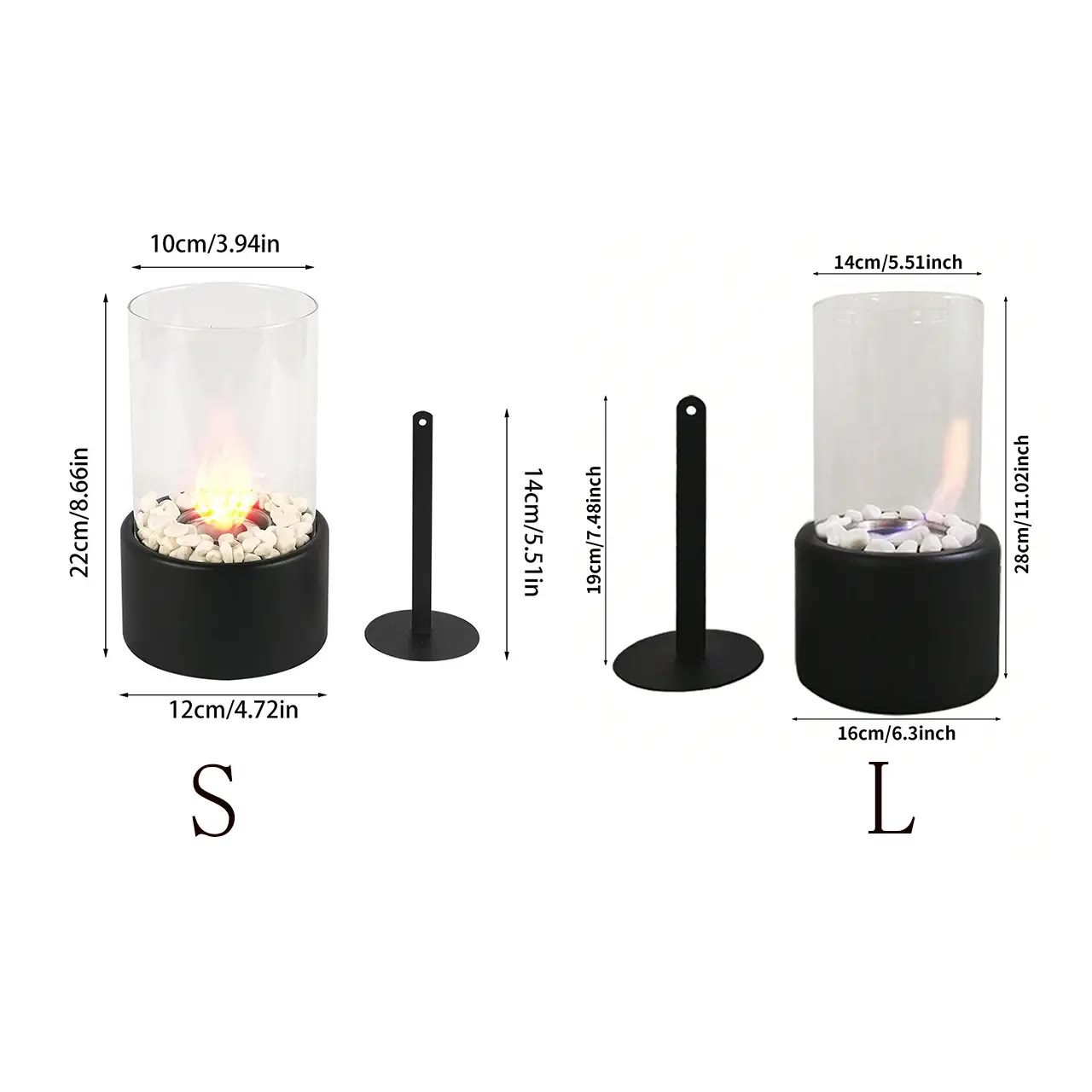Tabletop Glass Cylinder Fire Bowl With Black Base - photo 2