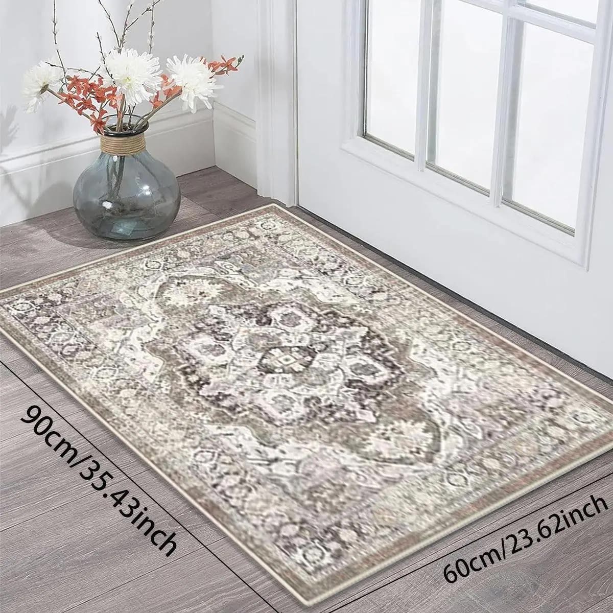 Beige Gray Medallion Pattern Runner Rug - photo 3