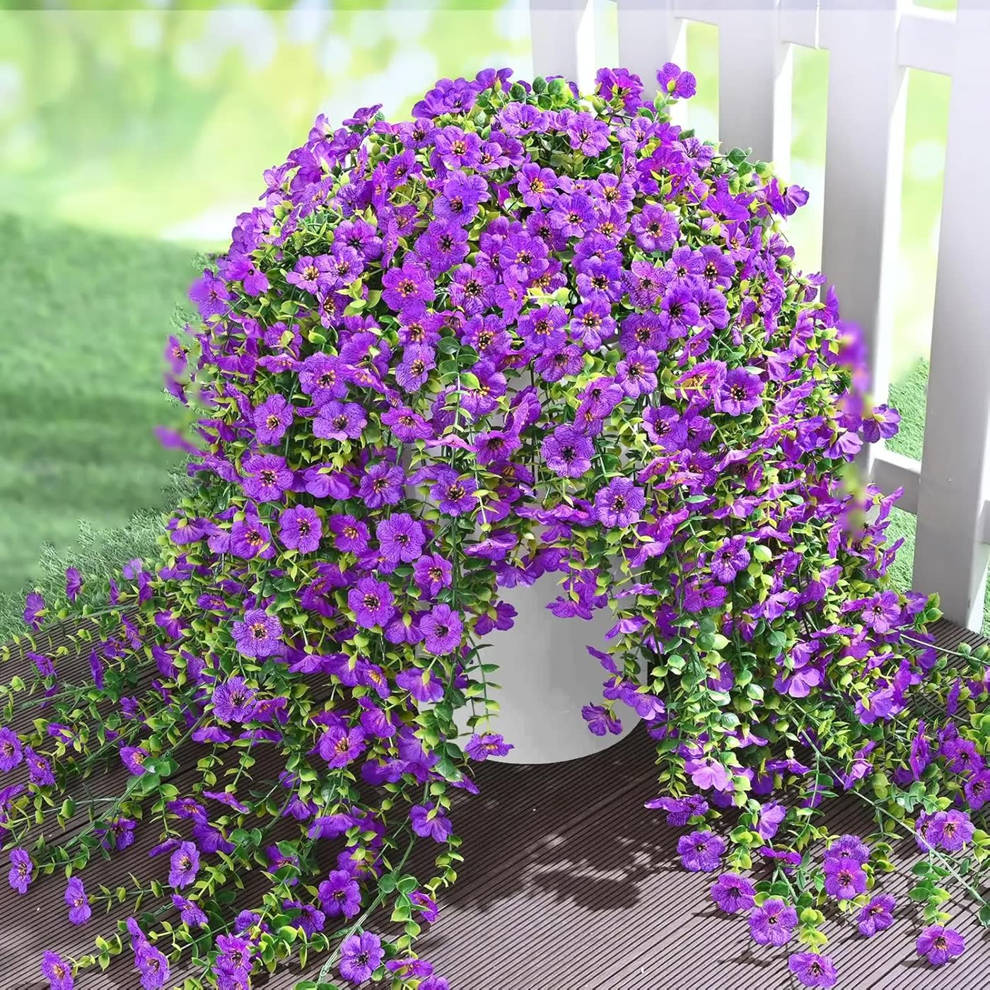 Purple Artificial Trailing Flowers with Green Foliage
