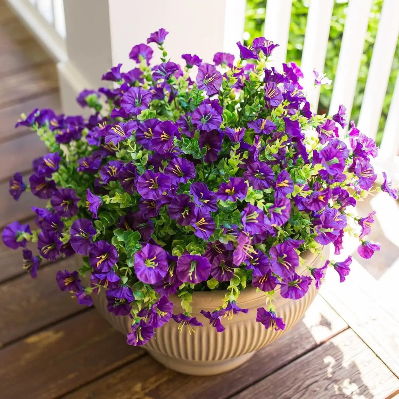 Mixed-Colour Faux Flower Bunches in Wooden Barrel - photo 3
