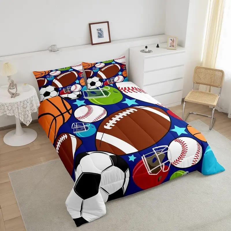 Sports Ball Print Comforter and Pillowcase Set - photo 3