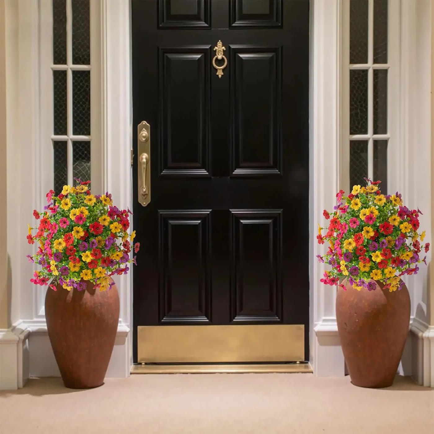 Two Multicolor Faux Flower Bunches on Ground Stakes - photo 2