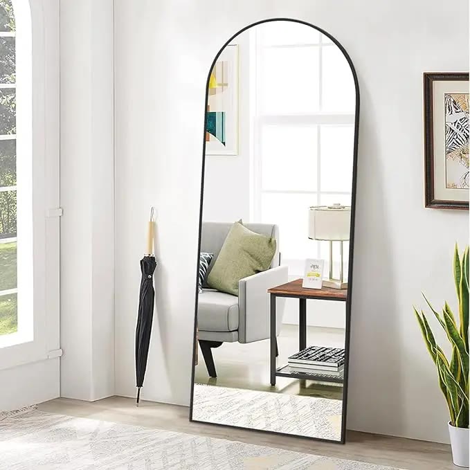 Tall Arched Full-Length Mirror With Slim Black Frame - photo 2