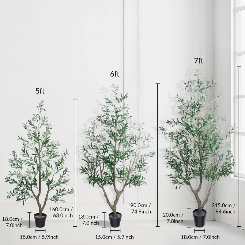 Tall Artificial Olive Tree in White Planter - photo 2