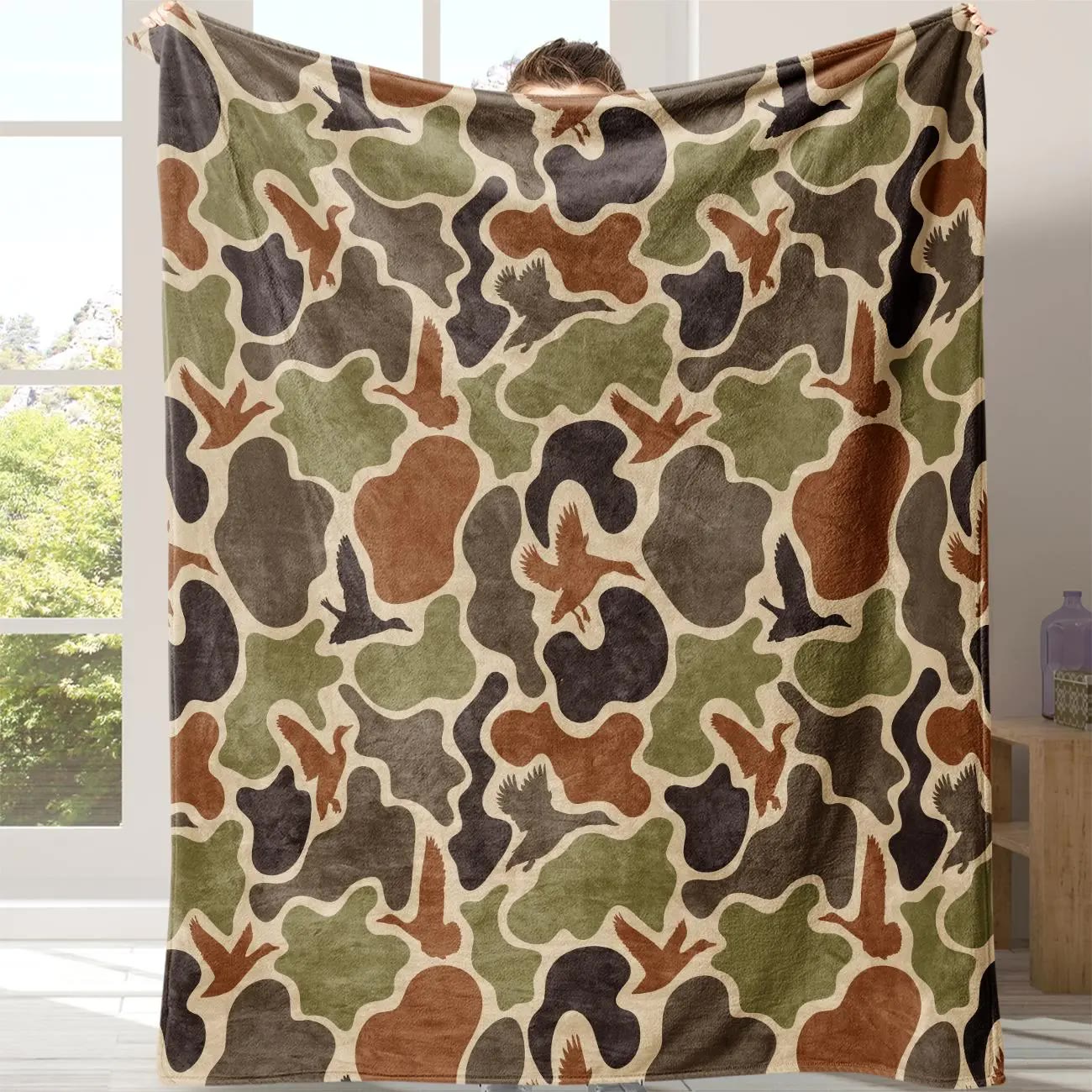 Soft Camouflage Print Flannel Throw Blanket
