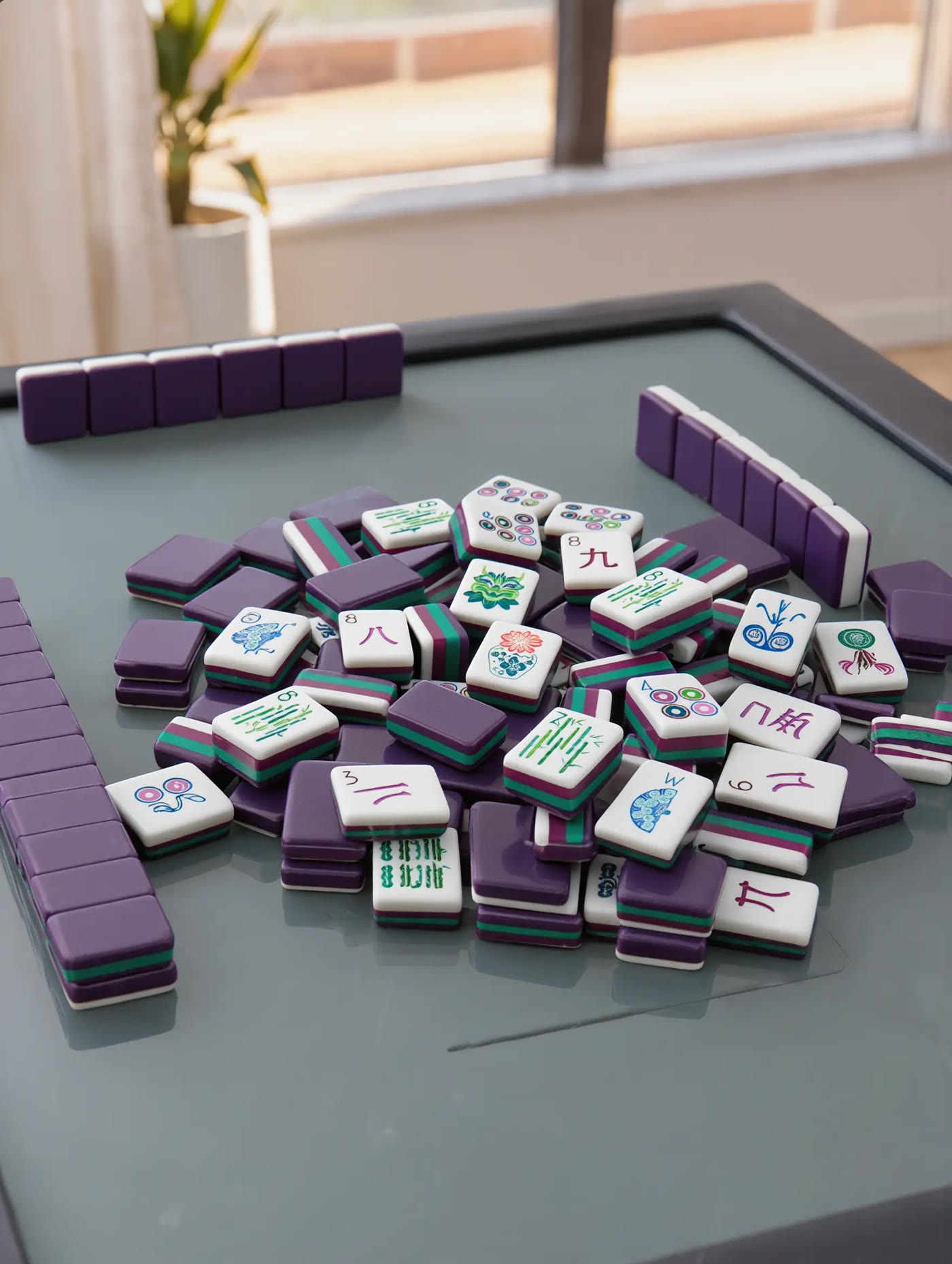 Purple And White Acrylic Mahjong Tile Set